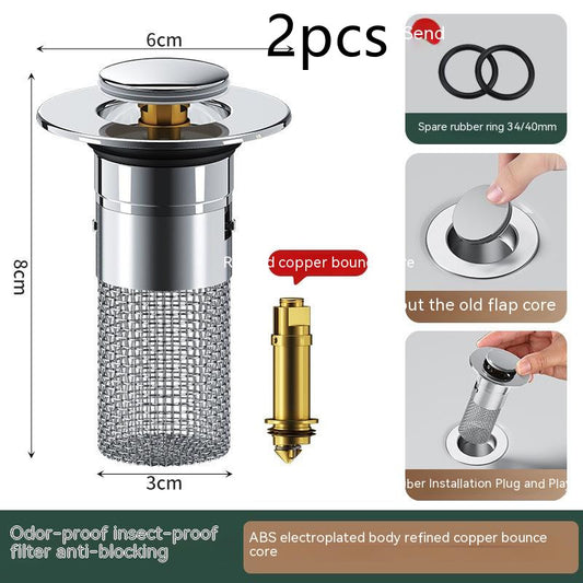 Pop-Up Sink Drain Filter – Hair Catcher & Easy Press Stopper