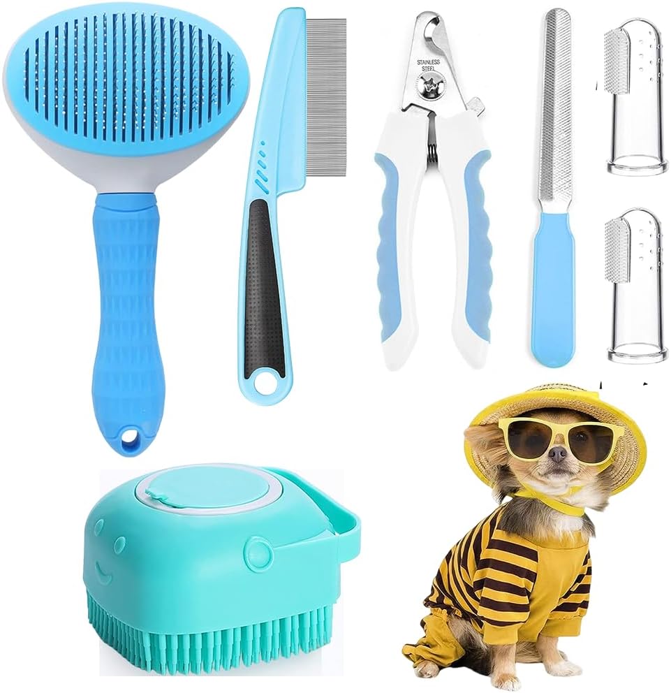 7-in-1 Pet Grooming Kit – Brush, Nail Clippers & Flea Comb for Dogs & Cats