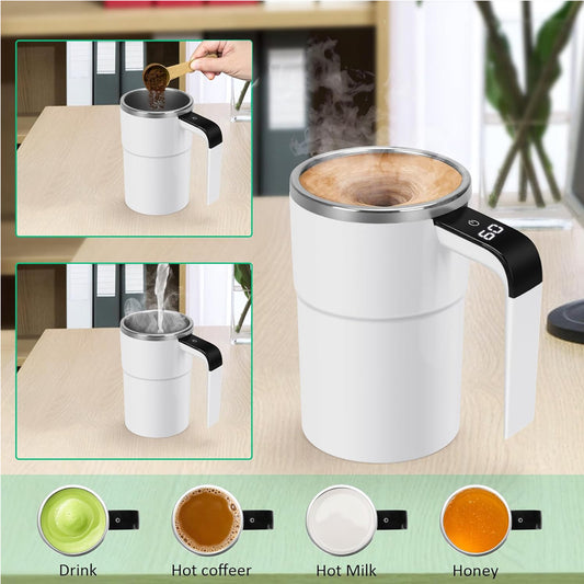Electric Coffee Mug With LED Display Temperature Rechargeable